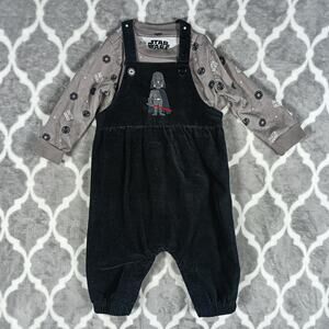 Disney Star Wars Overalls 9-12 Months Black Darth Vader Outfit Set BoxLunch